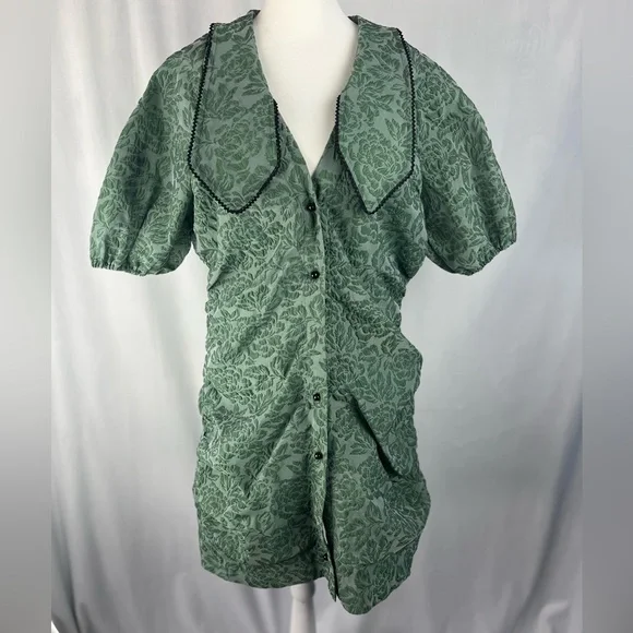 Green organza mini dress - Picture 4 of 7